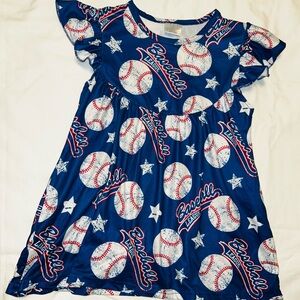 Boutique fun baseball motif dress sz L 3T-4T smoke free home